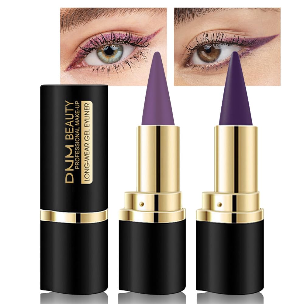 evpct 2Pcs Light Dark Purple Gel Eyeliner Pencils Eye Black Face Paint Stick Lipstick Halloween Makeup Set Waterproof Smudge Proof Eyeliner Pen Crayon Smokey Eye delineador de ojos contra el agua