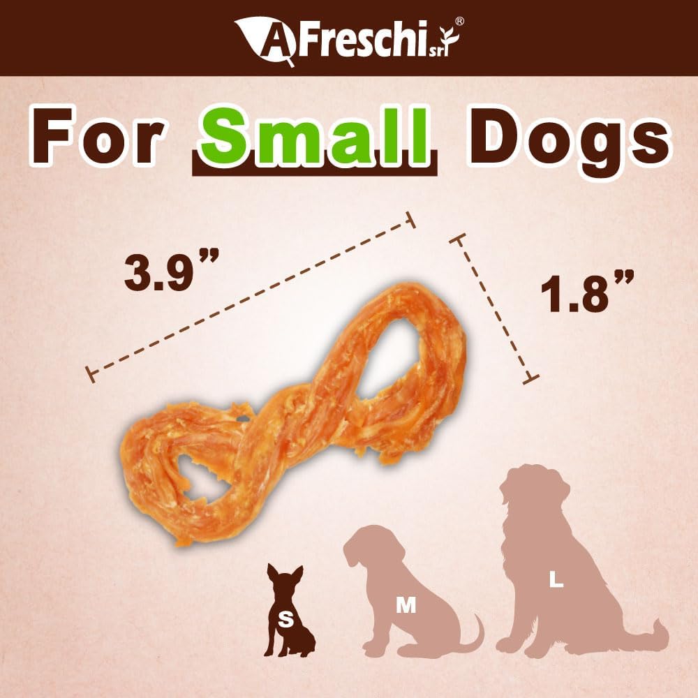 AFreschi Turkey Tendons for Dogs, USA-Sourced, Healthy Dog Treats, Rawhide-Free Puppy Chews, Long Lasting, All Natural, Hypoallergenic Dog Treats for Small Breeds, 6 Count Pack Rope (S)