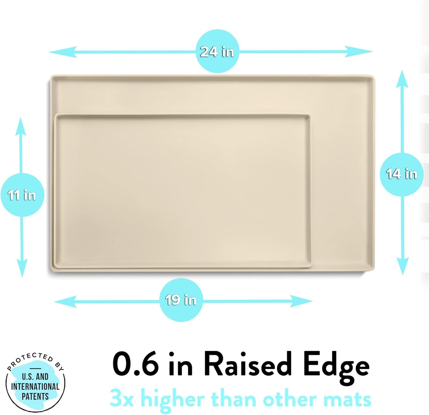 CatGuru Cat Food Mat, Small & Large Pet Feedingd Mat, 100% Waterproof Cat Mats for Food and Water, Silicone Mats for Pet Bowls, Non-Slip Placemat for Water Bowl or Fountain (Large, Sand)