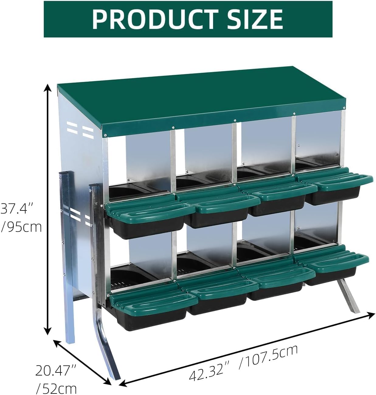 Chicken Nesting Box, 8 Hole 2 Layer Hen Nesting Box with Legs, Roll Away Eggs Laying Boxes,Cleanable Pull Out Hen Roosting Boxes