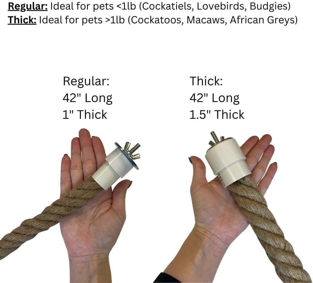 42 Inch Natural Rope (Regular) - Flexible Bendable Climbing Rope Perch Cage Accessory Toy - Sugar Gliders, Squirrels, Degus, Marmosets, Monkeys, Parrots, Birds, Rats & Other Small Pets