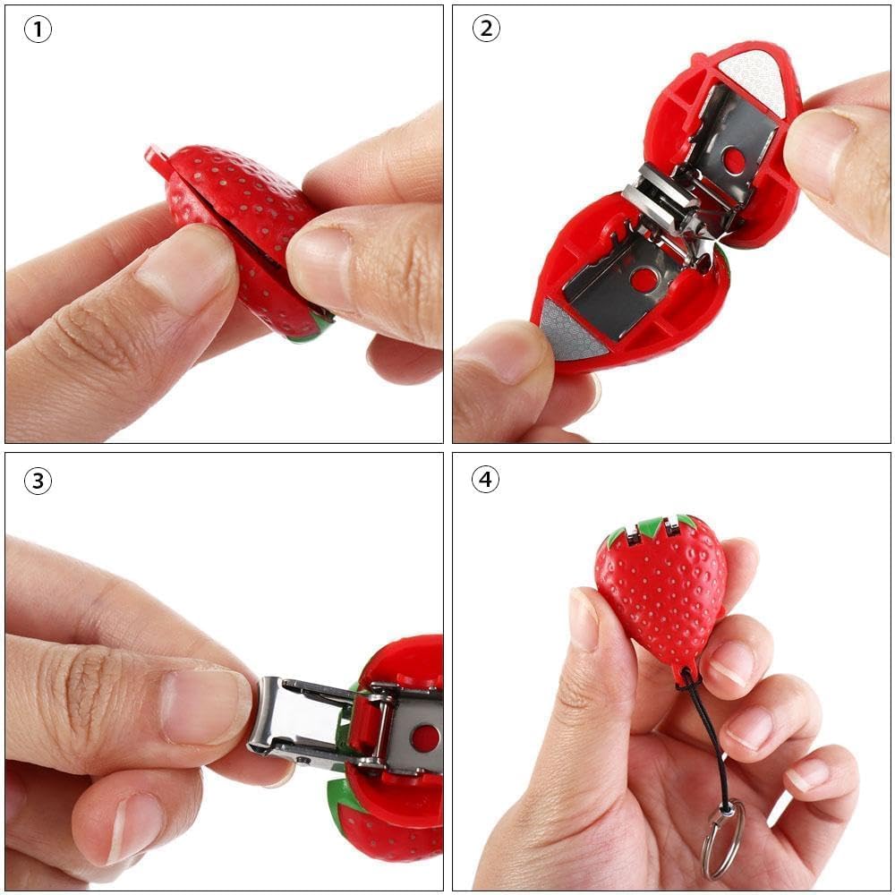 Red Finger Nail Clippers, Mini Foldable Animal Fruits Nail Clipper, Stainless Steel Travel Cartoon Nail Cutter, Figernail Clipper Cutter Nail Tools