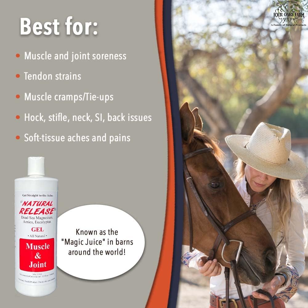 Natural Release Muscle Gel Treatment - Horse Liniment for Sore Muscles, Joint Pain, and Tendons