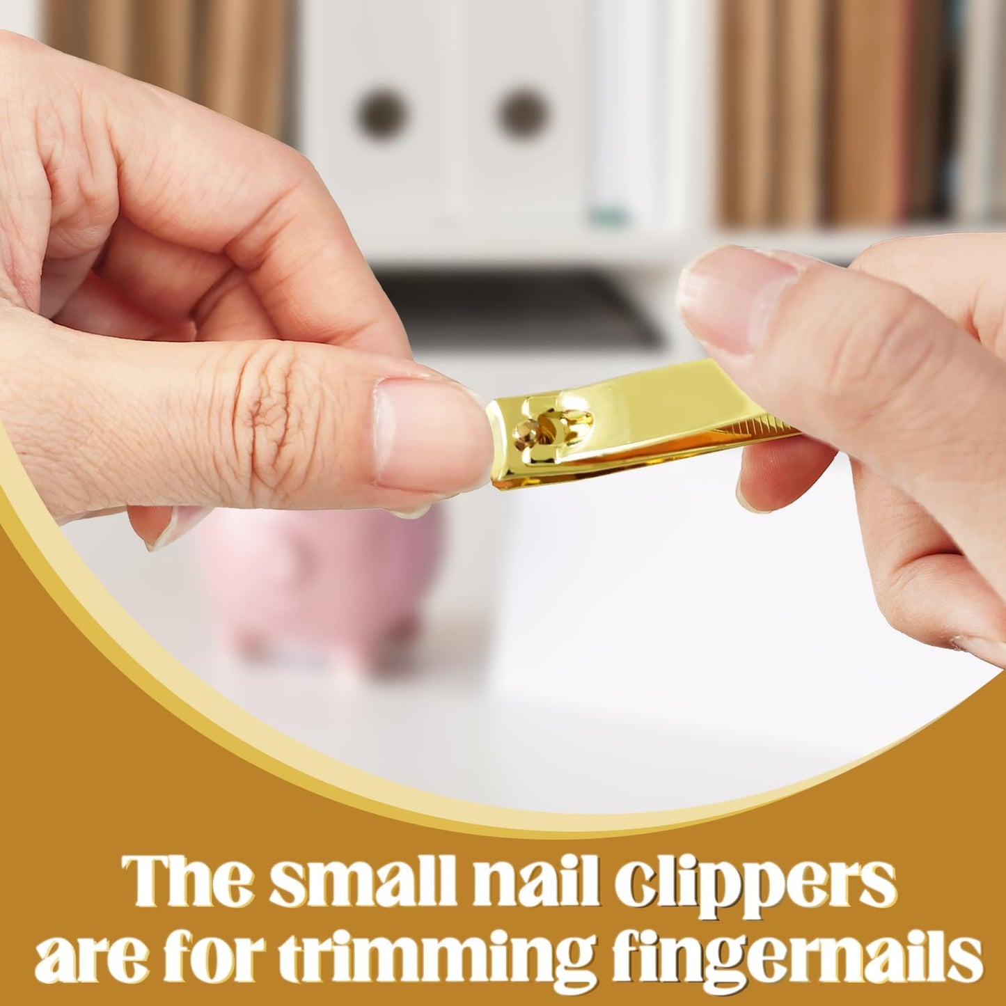 Rocutus 2pcs Portable Nail Scissors Set - Adult Pedicure Clippers and Small Household Foot Manicure Tools (Gold)