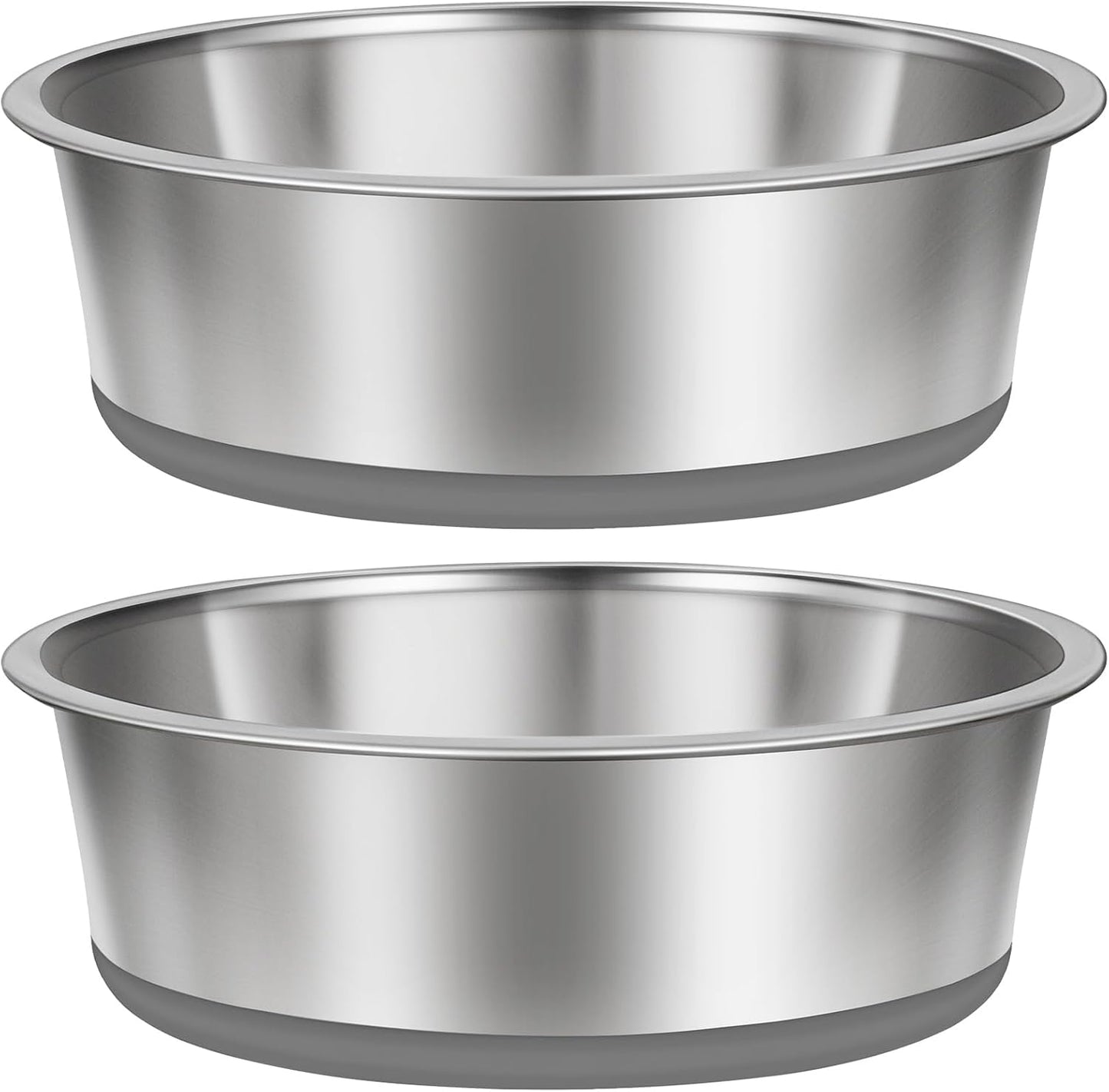 Taglory 4 Cup Stainless Steel Dog Bowls Set of 2 for Food and Water, Silicone Base Anti-Slip, Rust Resistant, Extra Thick Metal Bowls for Small Dogs, 30oz, Gray