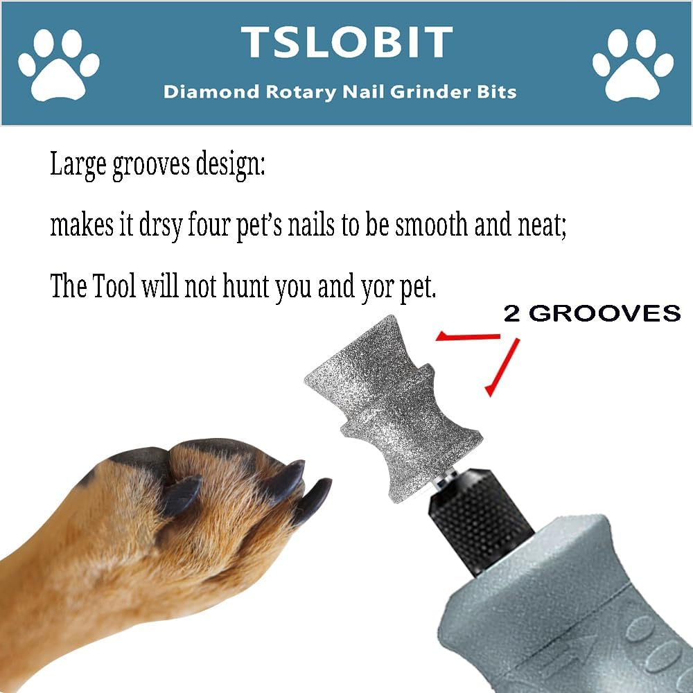 Diamond Dog Nail Grinder Attachment,1/8'' Pet Nail Grinder Wheel for Dremel Dog Nail Grinder, Diamond Rotory Bit for Dogs&Pets Nail Care,2-Pack（Large V+B