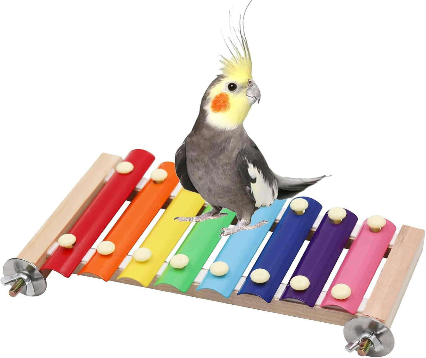 Dnoifne Colorful Xylophone, Funny Xylophone with 8 Metal Keys, Cage Toy Accessories for Parrot, Parakeet, Budgies, Love Birds