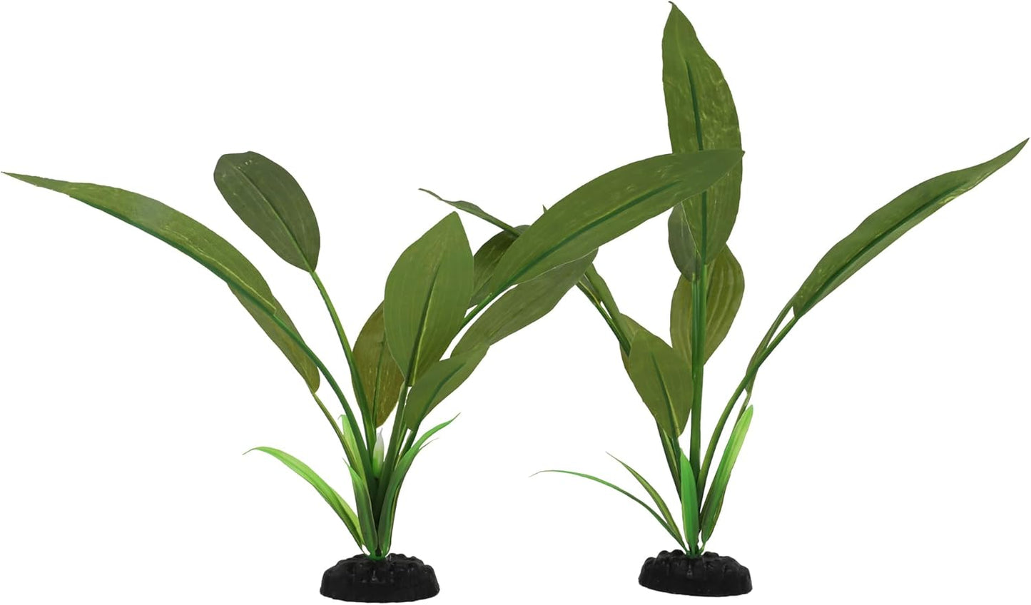 2-Pack 12 Inch Aquarium Silk Aquarium Plants, Artificial Plastic Plant for Small Tank, Goldfish, Fish Hides (Green C, 12 Inch)