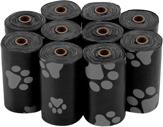 Best Pet Supplies Dog Poop Bags (240 Bags) for Waste Refuse Cleanup, Doggy Roll Replacements for Outdoor Puppy Walking and Travel, Leak Proof and Tear Resistant, Thick Plastic - Black