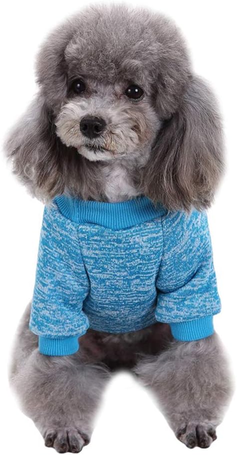 Jecikelon Dog Clothes Dogs Sweater Soft Puppies Clothing Winter Puppy Sweaters Warm Outfit for Dogs Small XXS XS Cat Apparel (Light Blue, M)