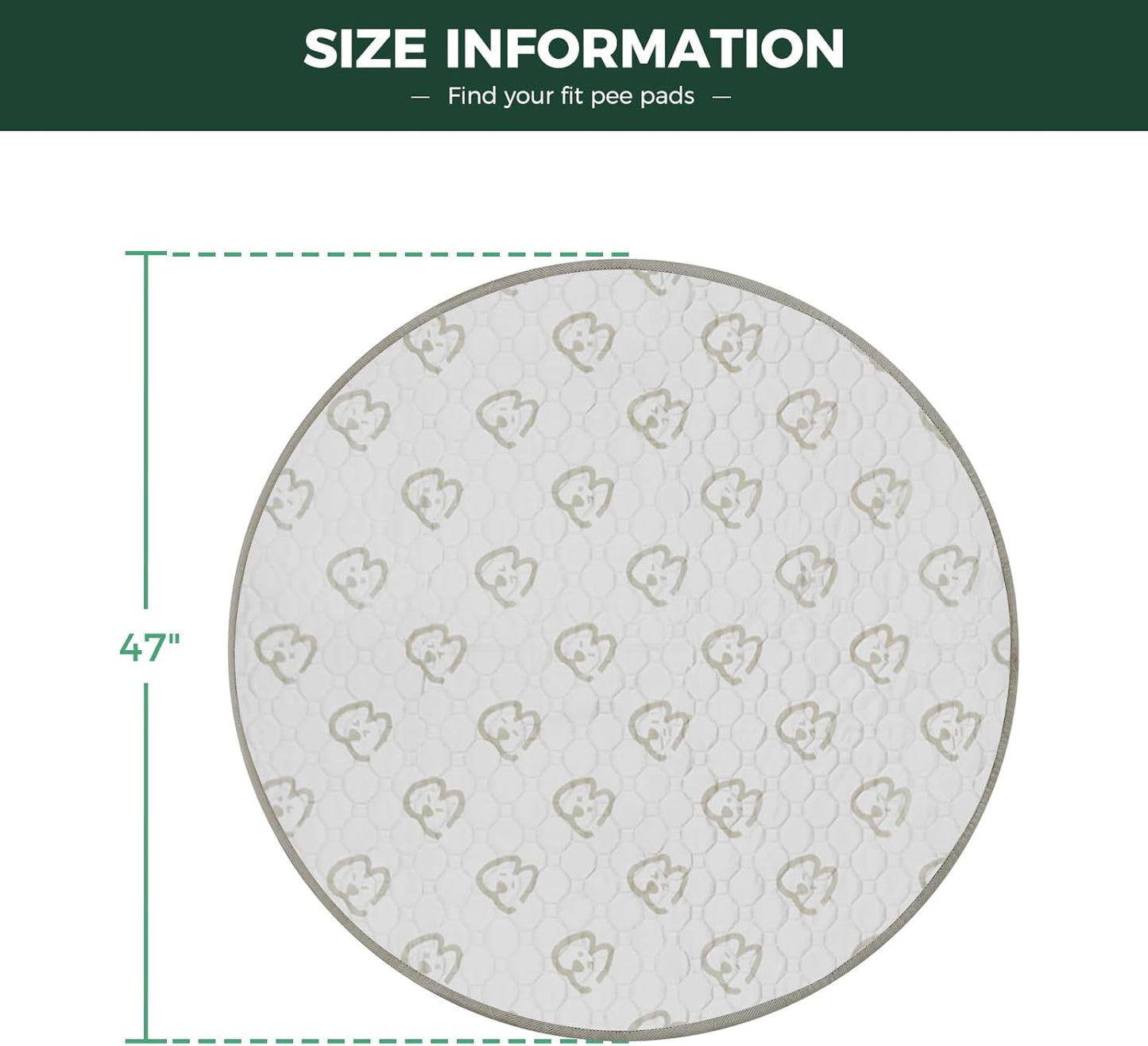 FXW Washable Pee Pads for Dogs, Puppy Pads with Super Absorbent, Specifically Designed for Whelping Box, 47" Round, Khaki, 1 Pack