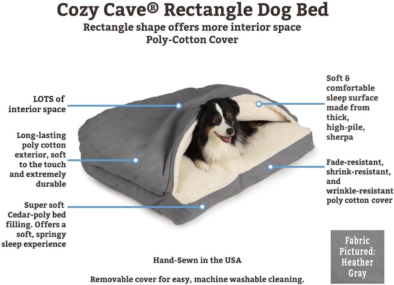 Snoozer Pet Products Rectangle Cozy Cave Dog Bed, Medium, Navy