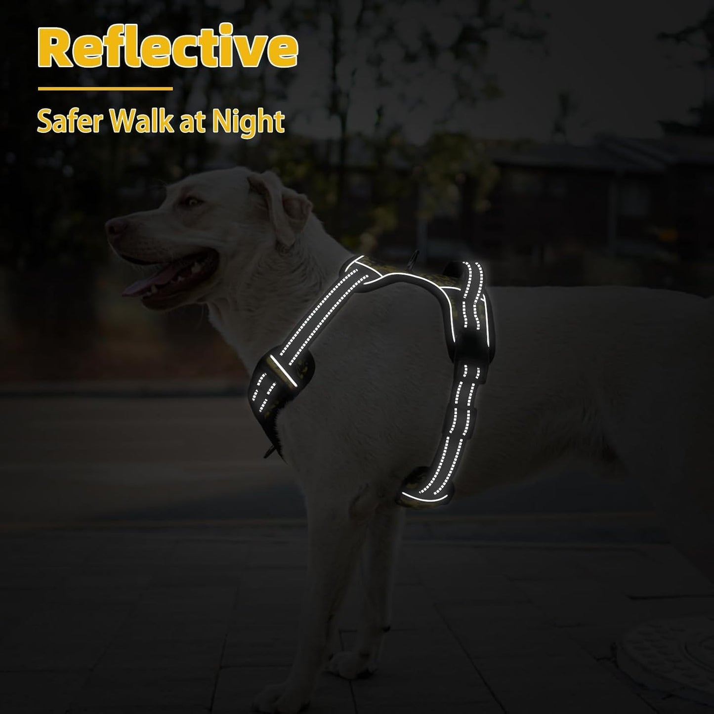 PUPTECK No Pull Dog Harness for Large, Adjustable Reflective Dog Harness with Handle Easy Control, Comfortable Soft Padded Pet Vest Harness for Large Dogs, Sunflower L