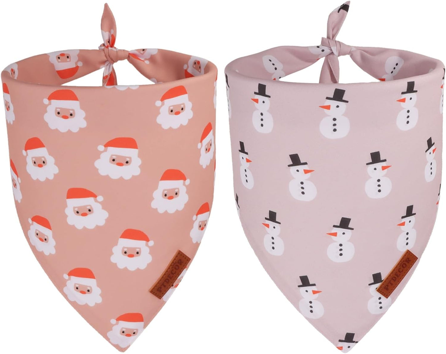 PTDECOR Christmas Dog Bandana, Santa and Snowman Design Reversible Holiday Pet Scarf, Premium Durable Fabric, Triangle Christmas Bandanas for Extra Large Dogs (X-Large)