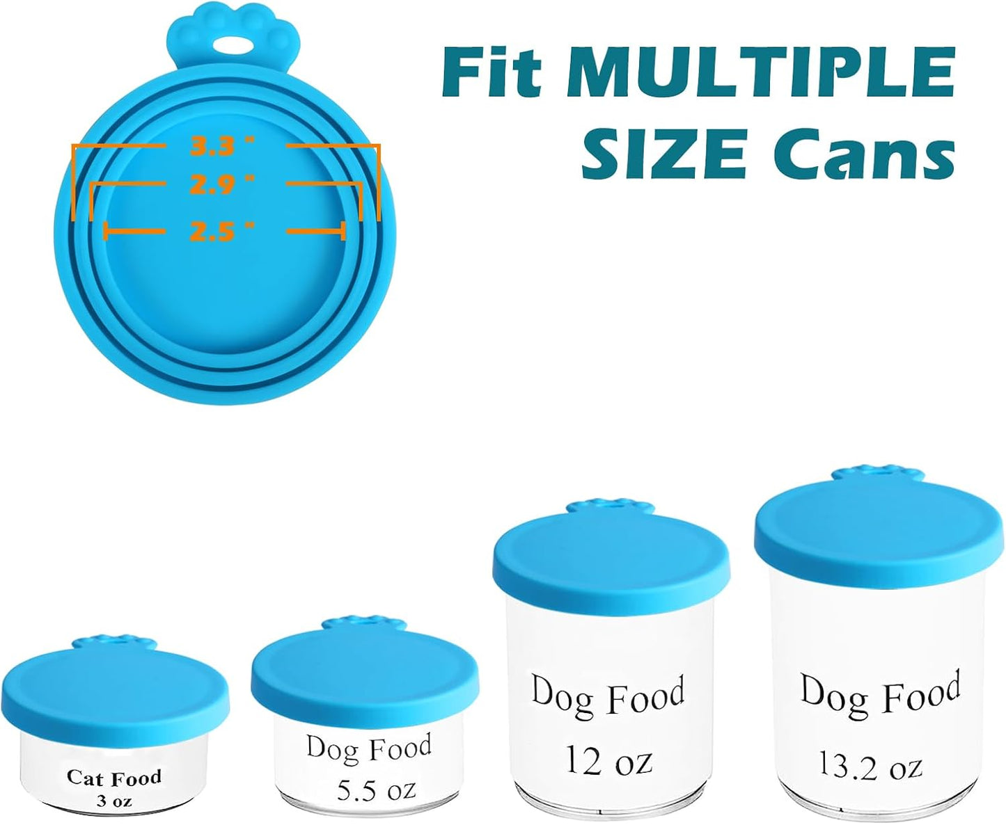 PetBonus 2 Pack Silicone Pet Can Cover Lids, Universal Size for Dog Cat Food, 1 fit 3 Standard Size Can Tops, BPA Free Dishwasher Safe (Blue, Blue)