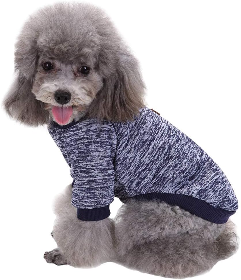 Jecikelon Dog Clothes Dogs Sweater Soft Puppies Clothing Winter Puppy Sweaters Warm Outfit for Dogs Small XXS XS Cat Apparel (Navy Blue, XXS)