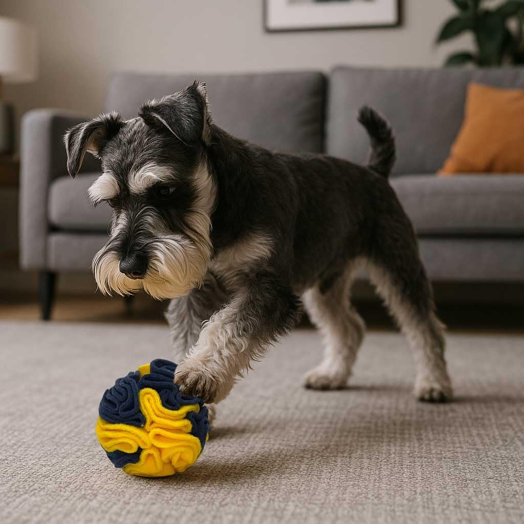 Glory To Dog Puppy and Small Breed Snuffle Interactive Foraging Dog Puzzle Ball Toy Bright Yellow and Royal Blue
