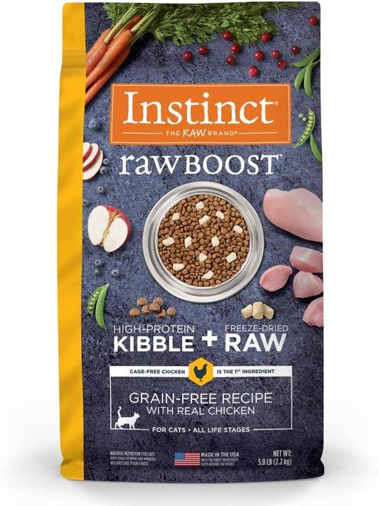 Instinct Raw Boost, Natural Dry Cat Food with Freeze Dried Pieces, High Protein, Grain Free Recipe - Real Chicken, 5 lb. Bag