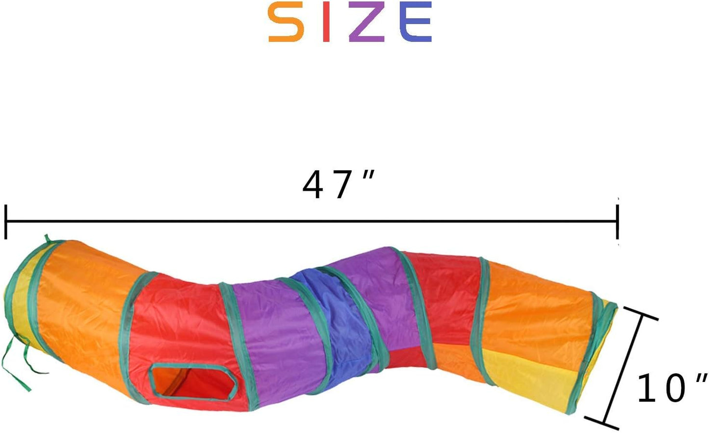 iCAGY Cat Tunnel for Indoor Cats Interactive, Rabbit Tunnel Toys, Pet Toys Play Tunnels for Cats Kittens Rabbits Puppies Crinkle Pop Up Rainbow 47" Shape S