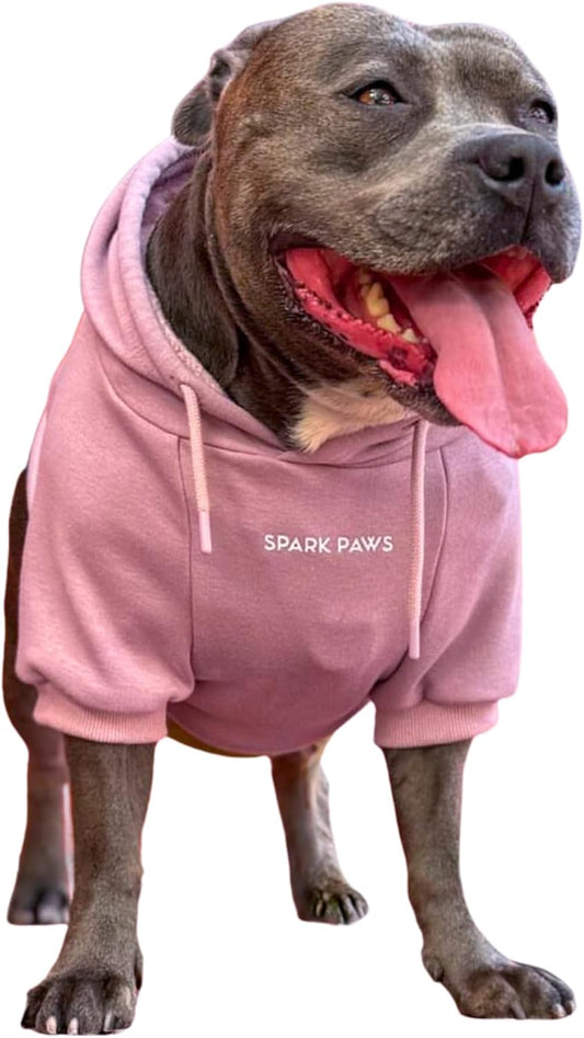 Spark Paws Dog Hoodie – Premium Dog Sweater for Small, Medium, and Large Dogs | Warm Outfits for French Bulldogs, Pitbull, Puppy, Winter Jacket Alternative - Dusty Pink - 3XL