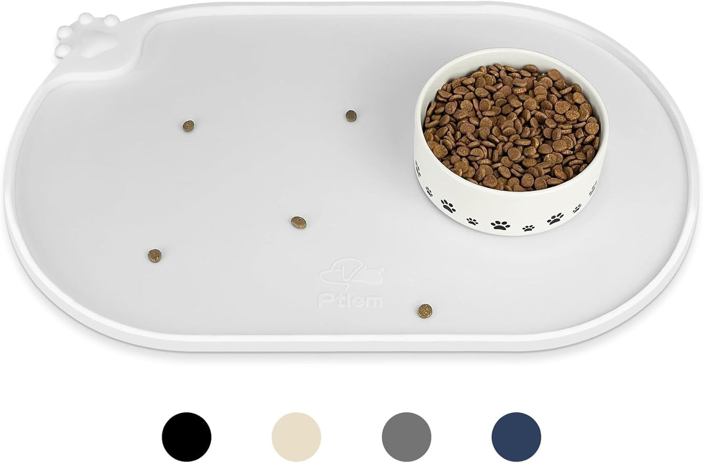 KPWACD Pet Placemat for Dog and Cat, Waterproof Silicone Dogs Feeding Bowl Mat Prevent Food and Water Overflow, High-Lips Puppy Dish Mats Suitable for Small Medium Big Pets, White, 24" * 16"