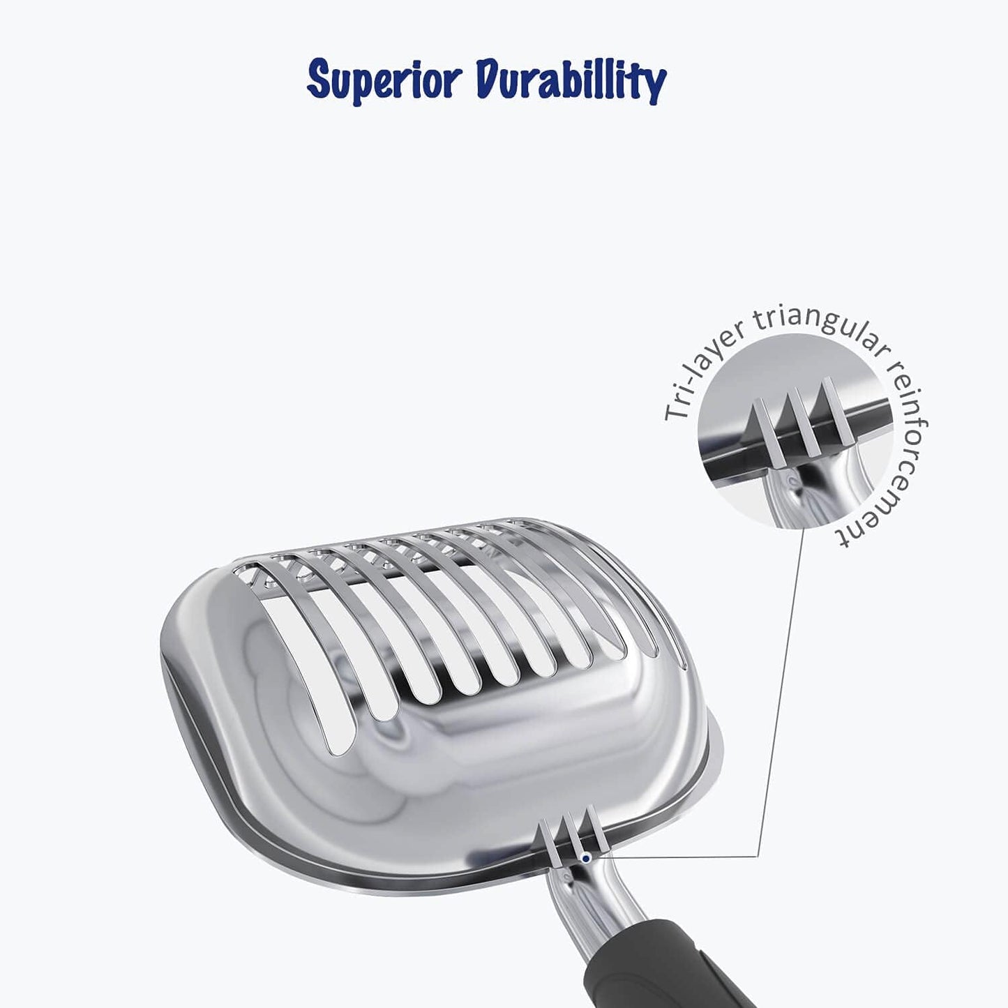 WePet Cat Litter Scoop, Aluminum Alloy Sifter, Kitty Metal Scooper, Deep Shovel, Long Handle, Poop Sifting, Kitten Pooper Lifter, Durable, Heavy Duty, for Litter Box