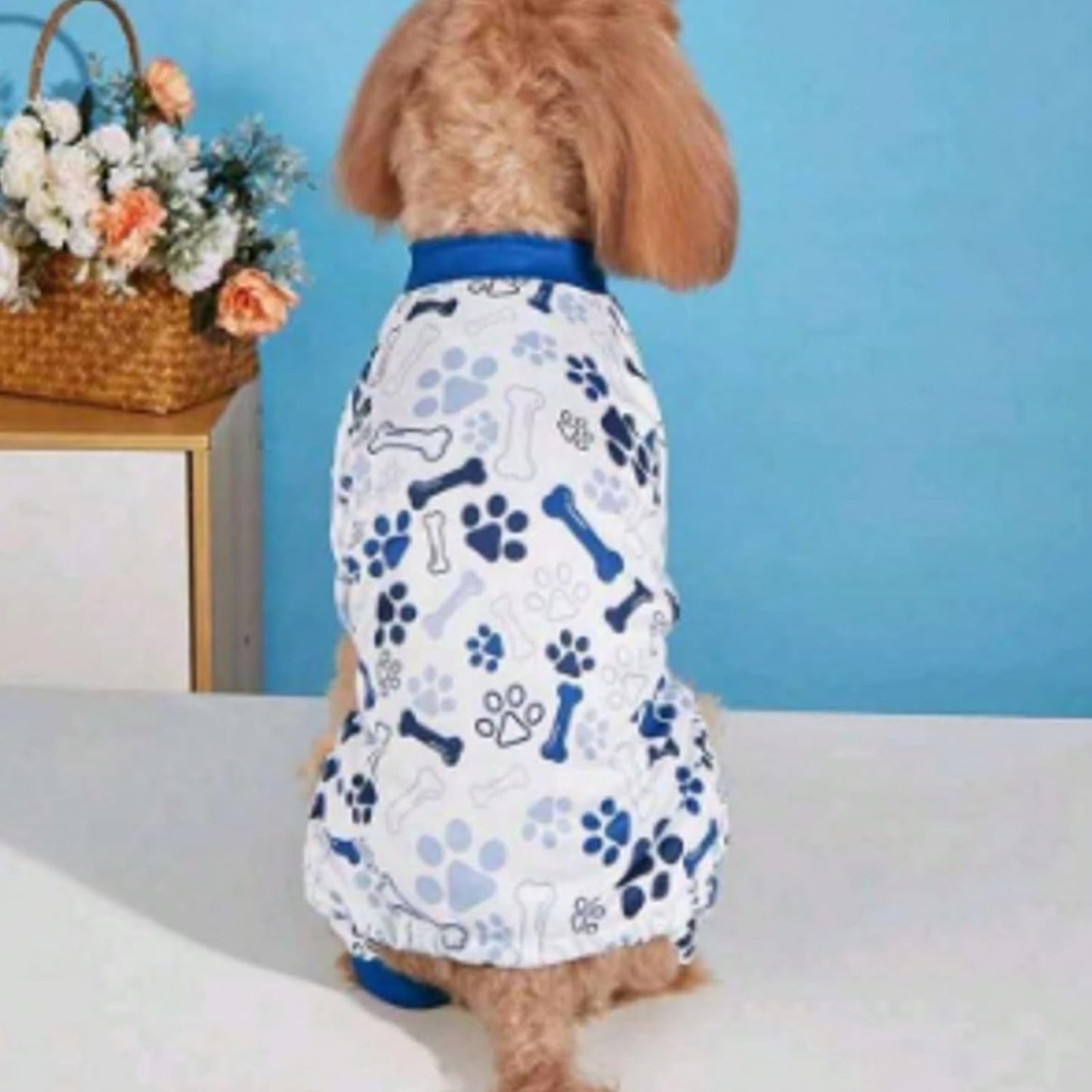 Vet-Approved Dog Pajamas Pjs Onesie for Medium Dog Clothes - Lightweight Soft Stretchy Puppy Costume - Certified Hypoallergenic Comfort Anxiety-Reducing (Blue, XL)