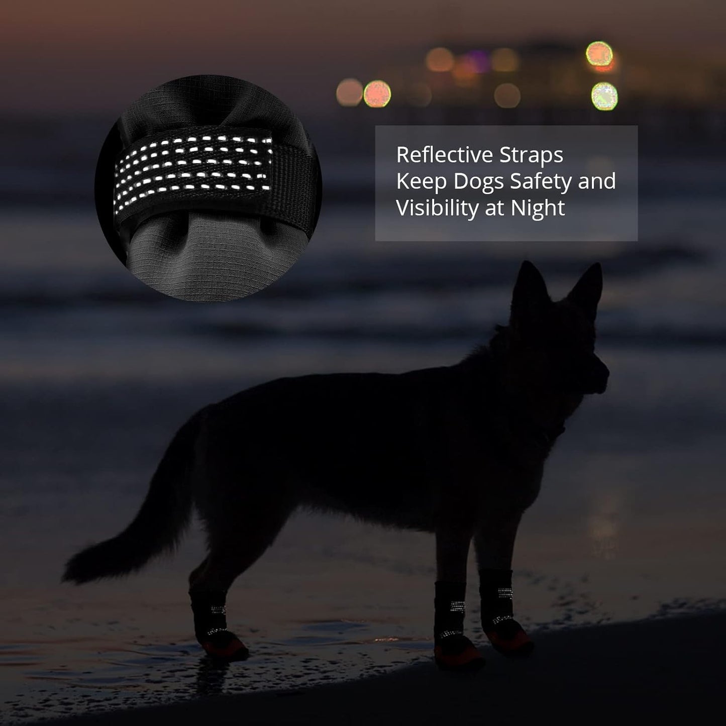 Dog Shoes for Hot Pavement Anti-Slip Dog Boots & Paw Protectors for Summer Rainy Day Dog Snow Boots Waterproof Dog Shoes for Small Medium Large Dogs with Reflective Straps for Hiking 4Pcs