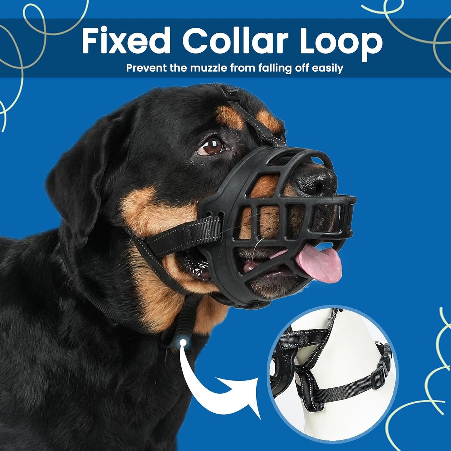 BARKLESS Dog Muzzle, Soft Basket Silicone Muzzle for Dogs to Prevent Biting and Chewing, Breathable Cage Mouth Cover for Training, Allows Drinking and Panting, Used with Collar