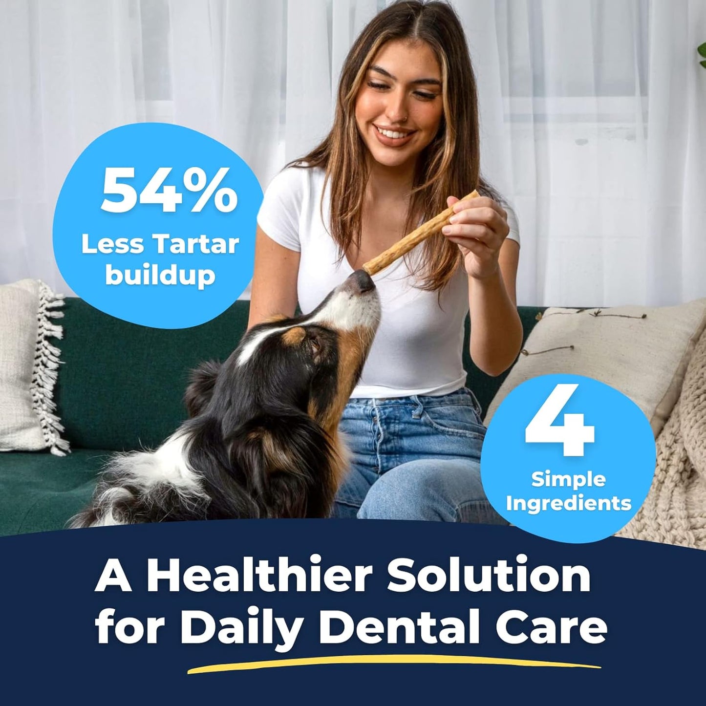 Tartar Shield Soft Rawhide Chews | Safe Dental Treats for Large Dogs | Vet VOHC Approved | Daily Bone Cleans Teeth & Gums Fresh Breath Oral Health Support | USA Made | (Large Dogs / 24 Count)