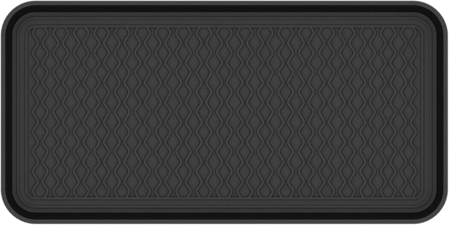 Ottomanson 15” x 30” Multi-Purpose Boot Tray - Waterproof Mat for Shoes, Pet Food, Litter Box, Painting & Planting - 1.2” Raised Edge for Spill Protection