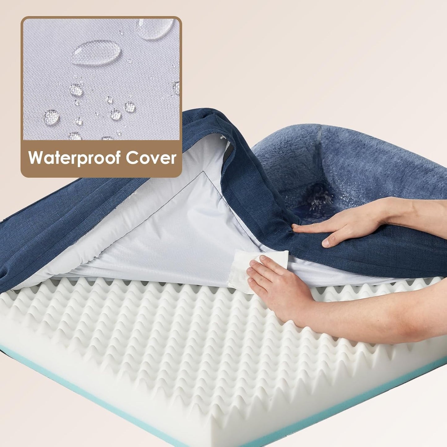 EHEYCIGA Memory Foam Dog Bed for Medium Size, Orthopedic Dog Sofa with Sides and Waterproof Liner, Washable Bolster Pet Couch with Removable Cover, 30x20x6.5 Inch, Navy