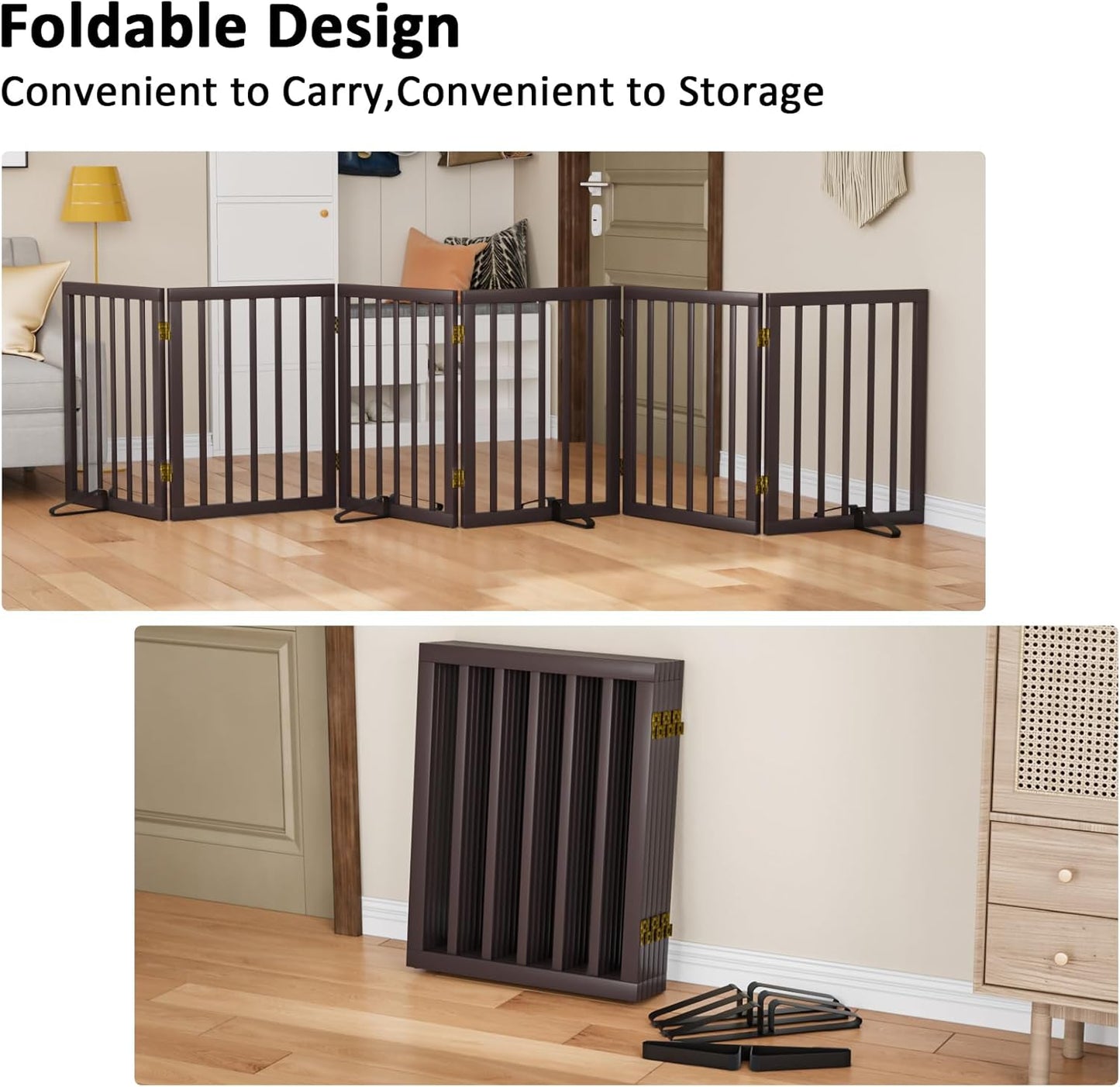 Freestanding Pet Gate 55-110" Extre Wide, Foldable Dog Gate for The Doorways House, Pet Gates for Dogs, Doogie Puppy Fence Gate