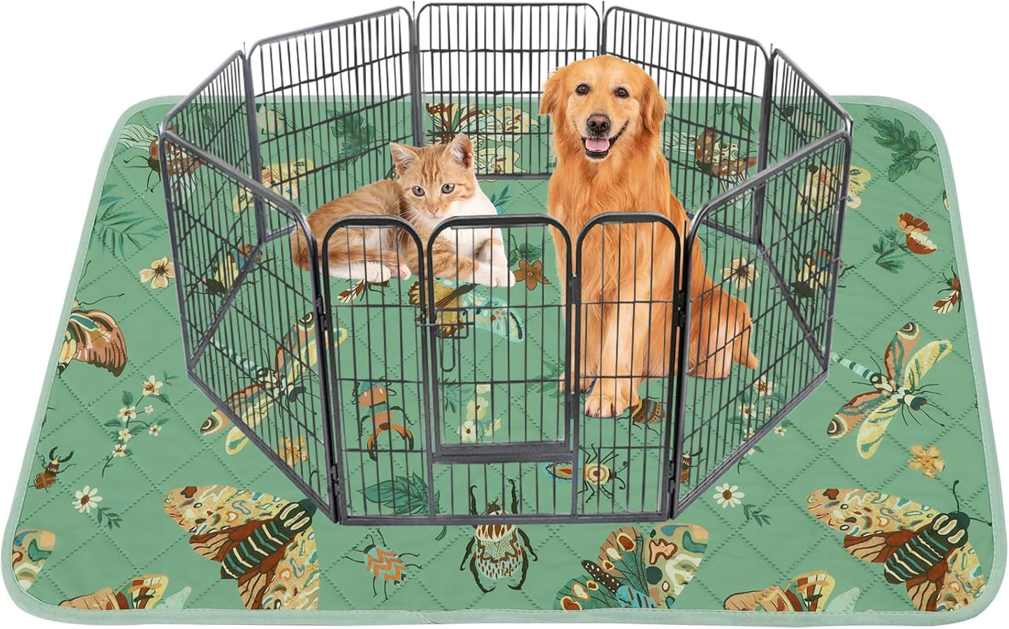 IEUUMLER Washable Pee Pads for Dogs, 1 Pack Insect Pattern Reusable Waterproof Puppy Potty Pads, Non-Slip Absorbent Pet Training Pads for Playpen Crate Bed EU014