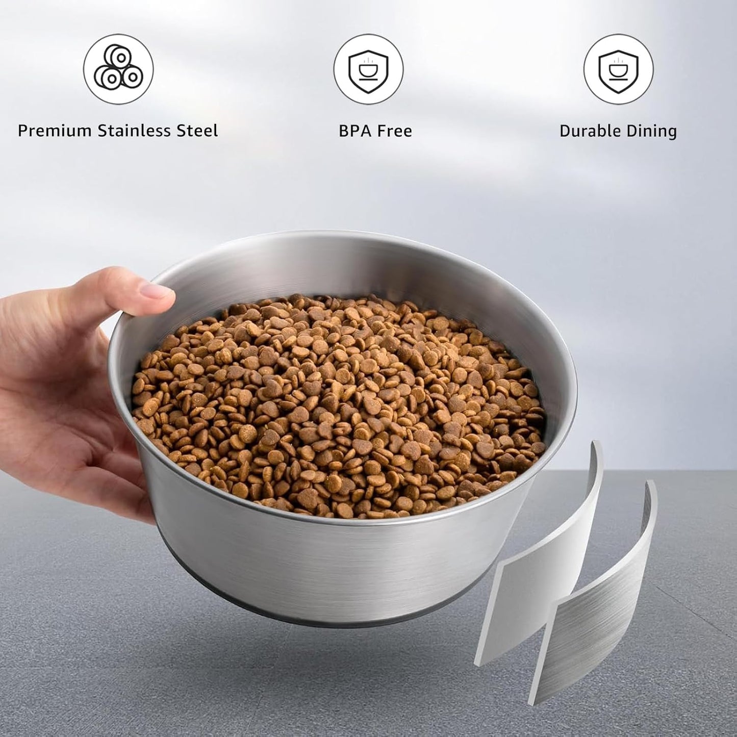 YINGFAN Stainless Steel Dog Bowls, 2 Pack Metal Dog Bowls with Non-Slip Rubber Base, Durable Food and Water Bowl for Small, Puppy Dogs, Holds 2 Cups, BPA-Free, Dishwasher Safe (Black)