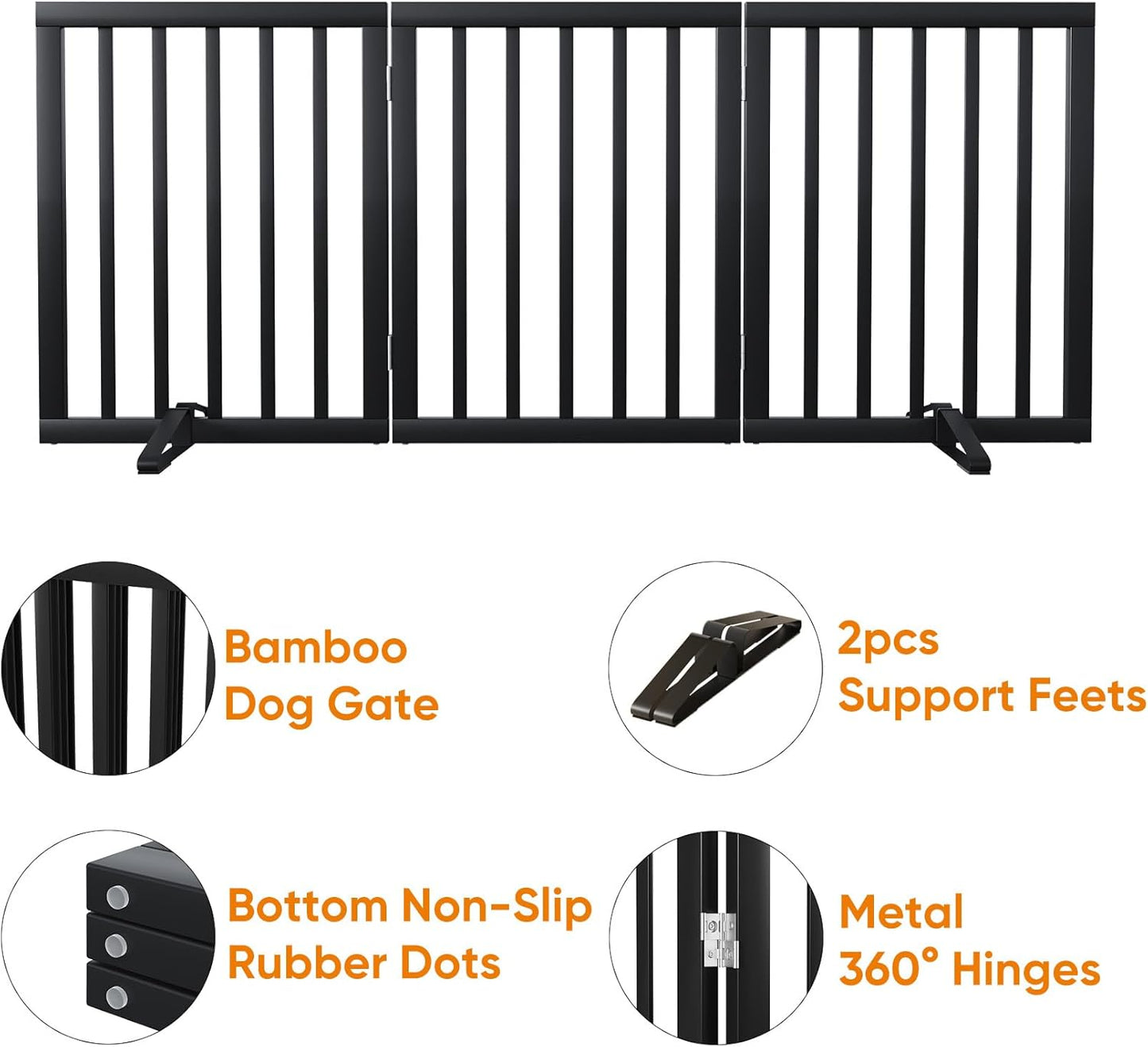 Black 18-55" Foldable Pet Gate for Stairs & Doorways, Puppy Gate Fence