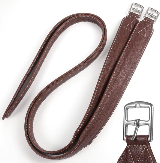 Jeereal Stability Stirrup Leathers with Strong Nylon Core for Equestrian Riding Wide Body English Stirrup Leathers