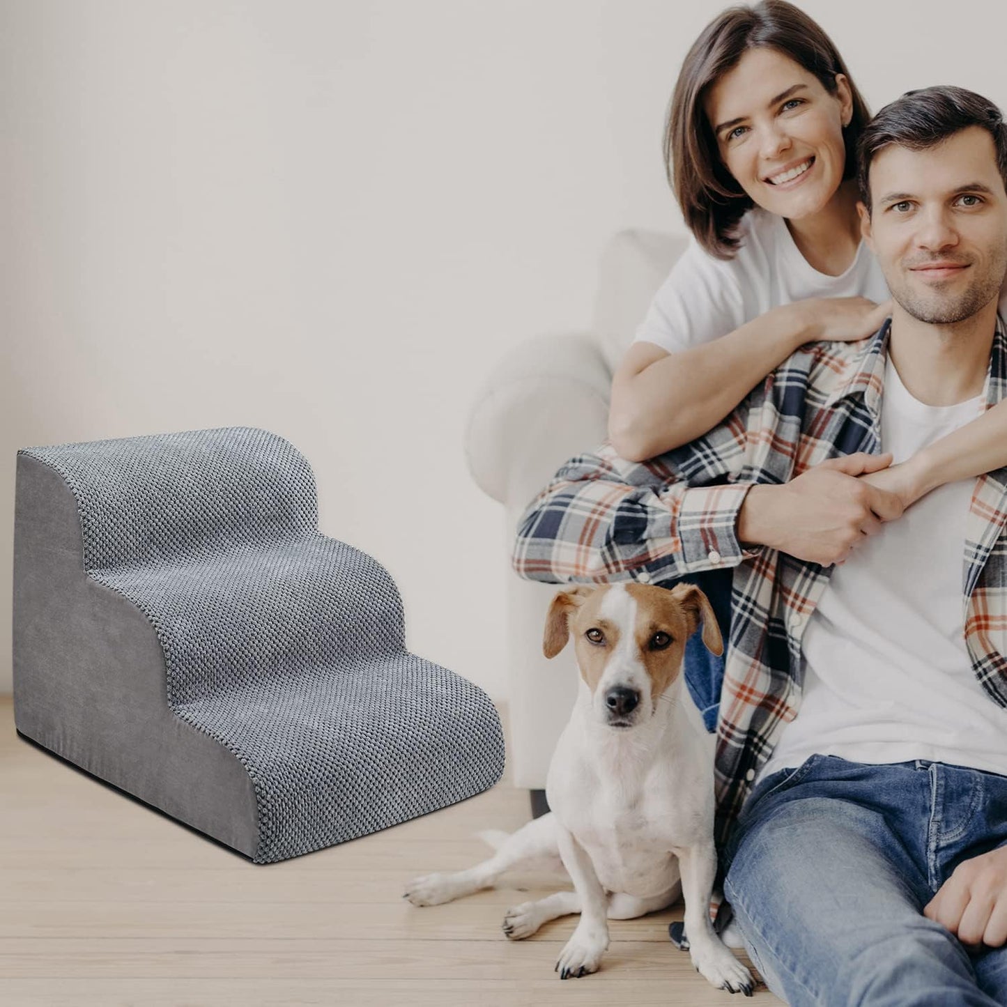 Chic Threads Dog Stairs for Small Dogs, 3-Step Dog Stairs for High Beds and Couch, Pet Steps for Small Dogs and Cats，Non-Slip Stable Indoor Dog Steps