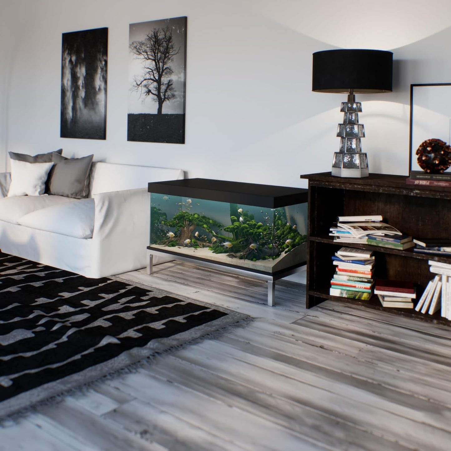 24 in X 48 in. Aquarium Stand | Industrial Style Aluminum Fish Tank Base with Open Frame Design