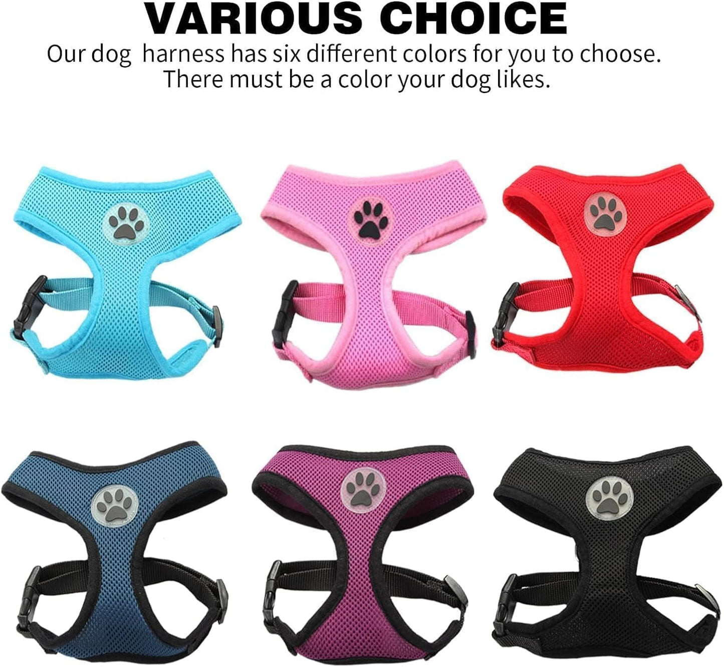 BINGPET Small Dog Harness - Breathable Mesh Puppy Cat Harnesses - No Pull Adjustable Dog Harness Dog Vest Harness for Small and Medium Dogs