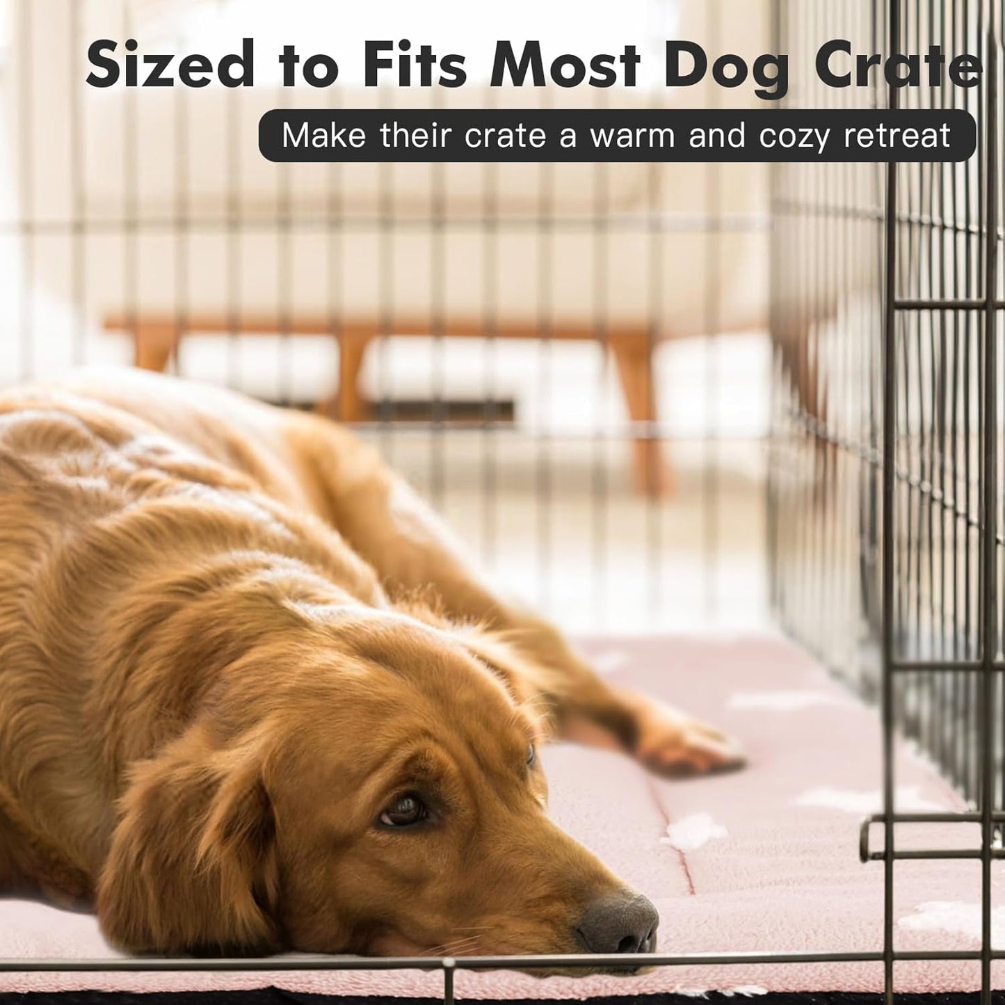 Mora Pets Dog Crate Pad Dog Kennel Bed Crate Mat for Large Dogs Washable Cute Star Pet Bed for Cage Ultra Soft Flat Pillow Cushion for Cozy Sleeping Anti-Slip Pink 42 x 27