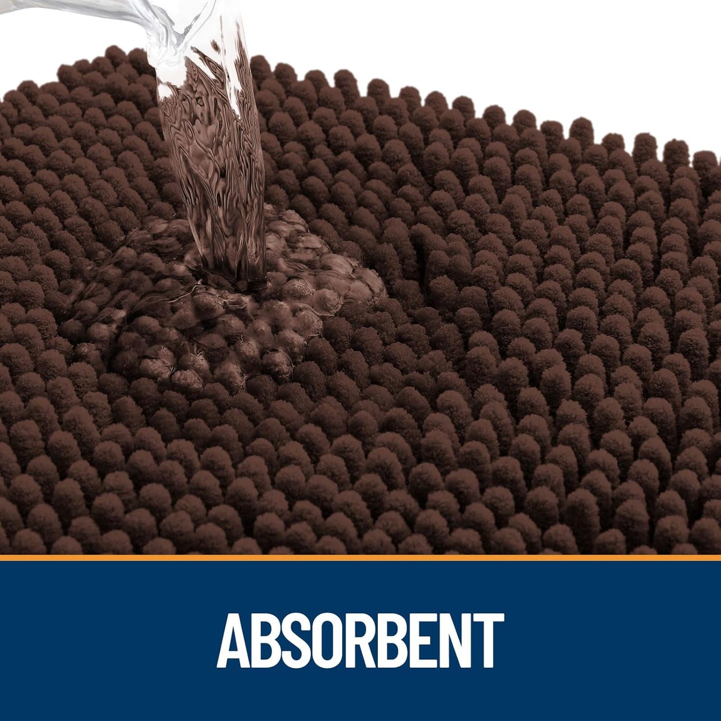 OLANLY Dog Door Mat for Muddy Paws 48x30, Absorbs Moisture and Dirt, Absorbent Non-Slip Washable Doormat, Quick Dry Chenille Mud Mat for Dogs, Entry Indoor Entryway Carpet for Inside Floor, Brown