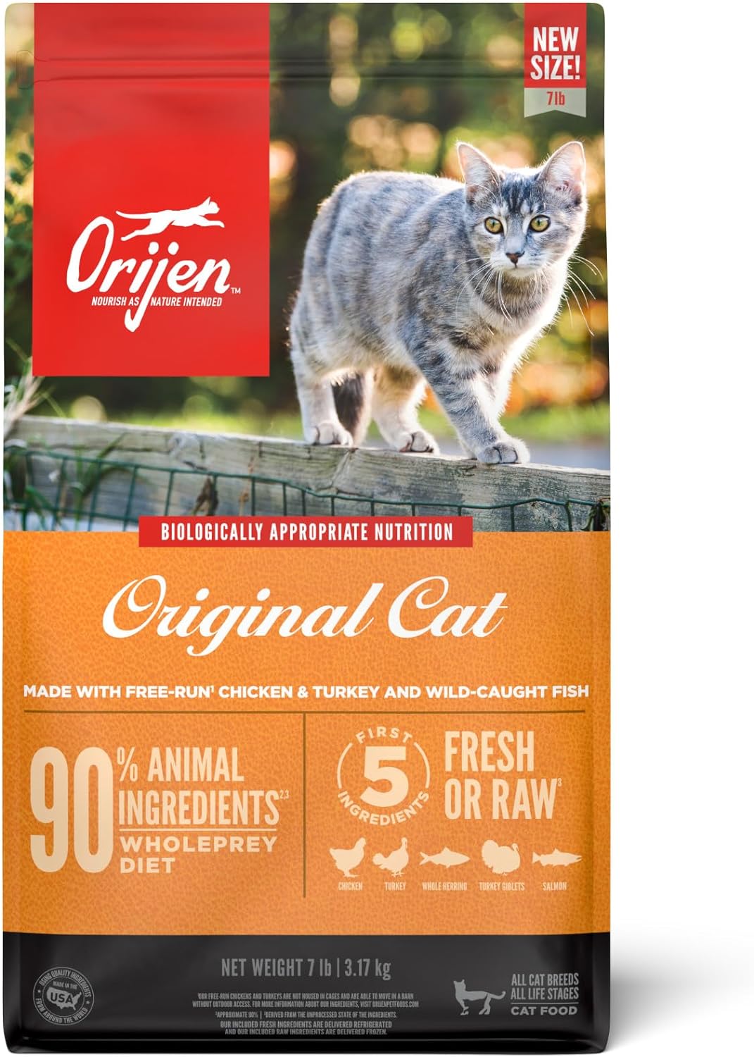 ORIJEN Grain Free High Protein Premium Dry Cat Food Original Recipe 7lb Bag