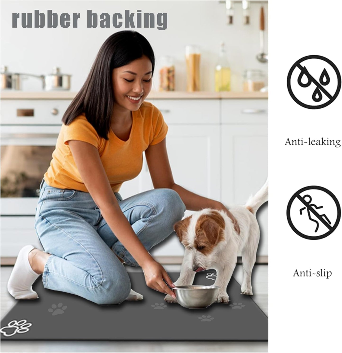 Large Boho Dog Food Mats for Floors, Absorbent Dog Bowl Mat for Food and Water Dispenser Mat, Quick Dry Cat Food Mat Pet Supplies (Dark Vintage, 36 * 24)