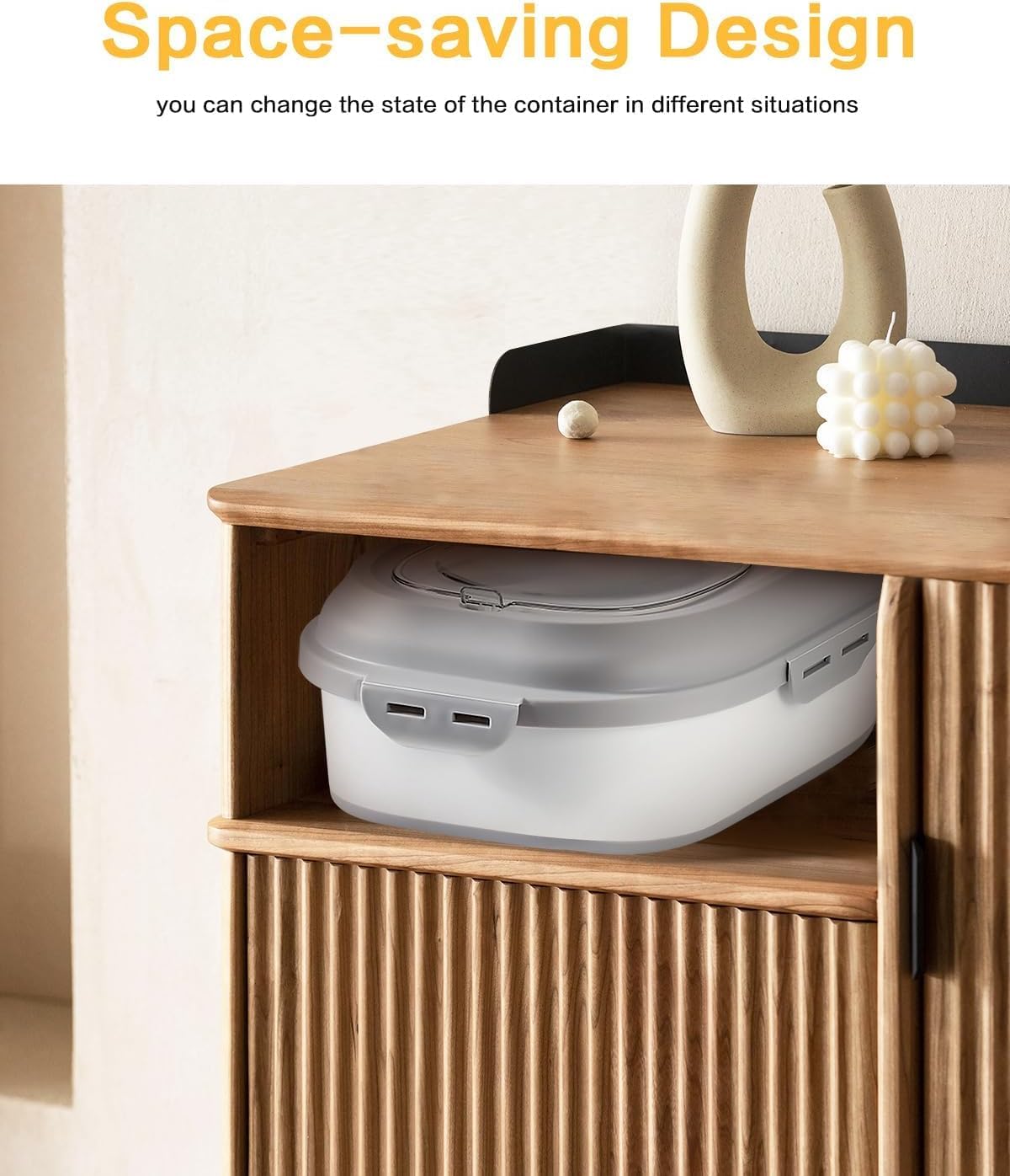 ANVS 2 Pack Dog Food Storage Container - Collapsible Cat Food Container with Airtight Lids, and Scoop,Dry Food For Dog, Cat and Other Pet Food (Grey, 10 lbs)