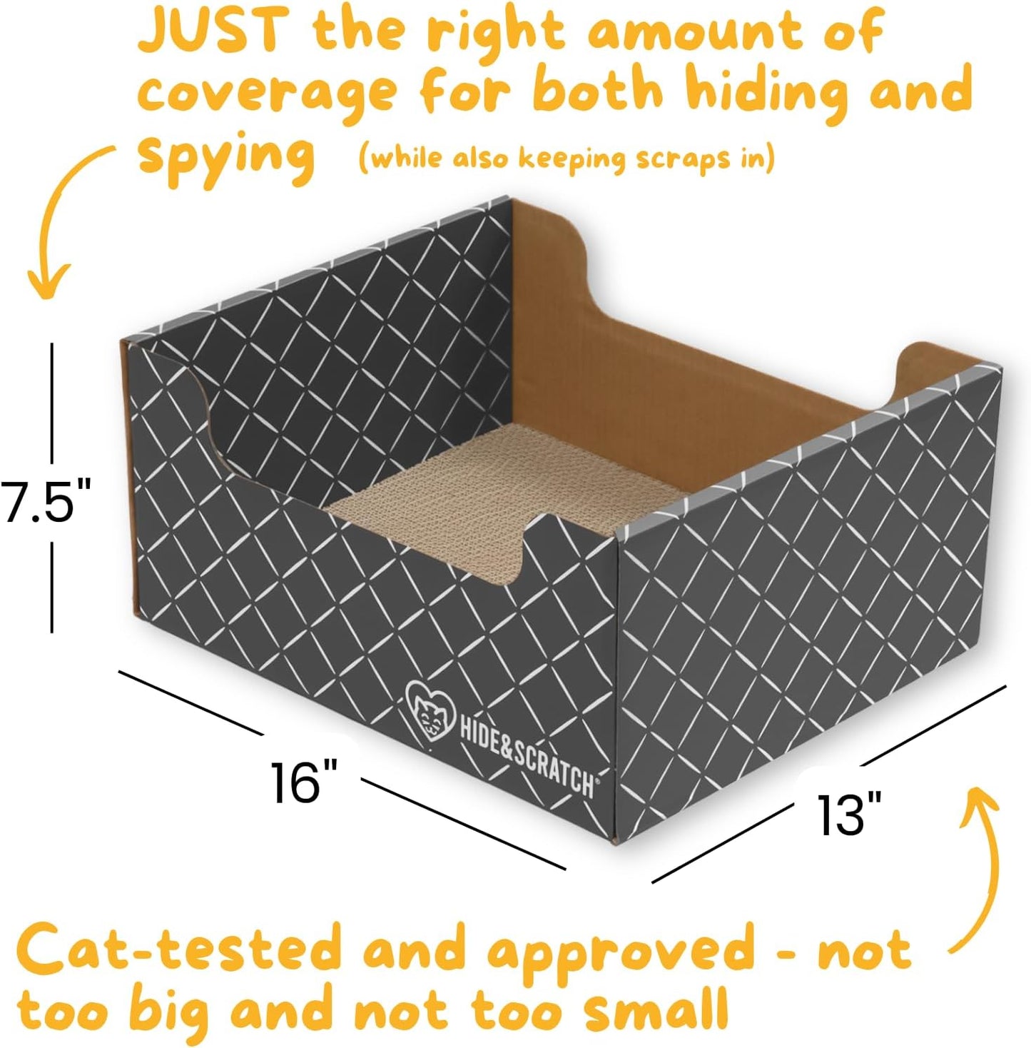HIDE & SCRATCH Cat Scratcher Box and Cat Bed with Refillable Double-Sided Cardboard Scratch Pad for Indoor Cats