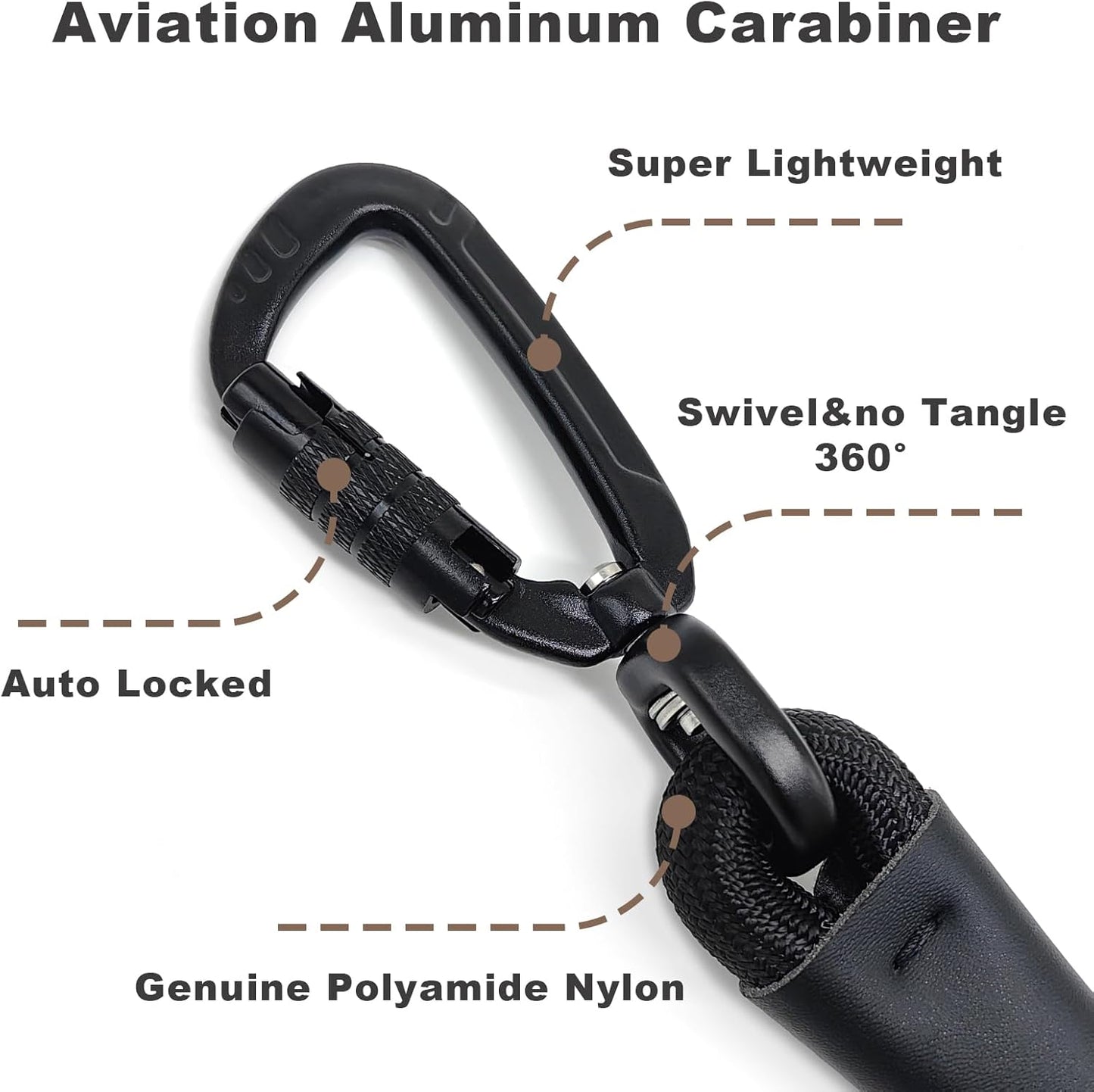 Rope Dog Leash with Two Handles, 6 Foot Heavy Duty Dog Leash with Aviation Aluminum Auto Locking Carabiner, Strong Nylon Pet Lead for Small, Medium, Large Dogs (Navy Blue, 6FT-Two Handle)