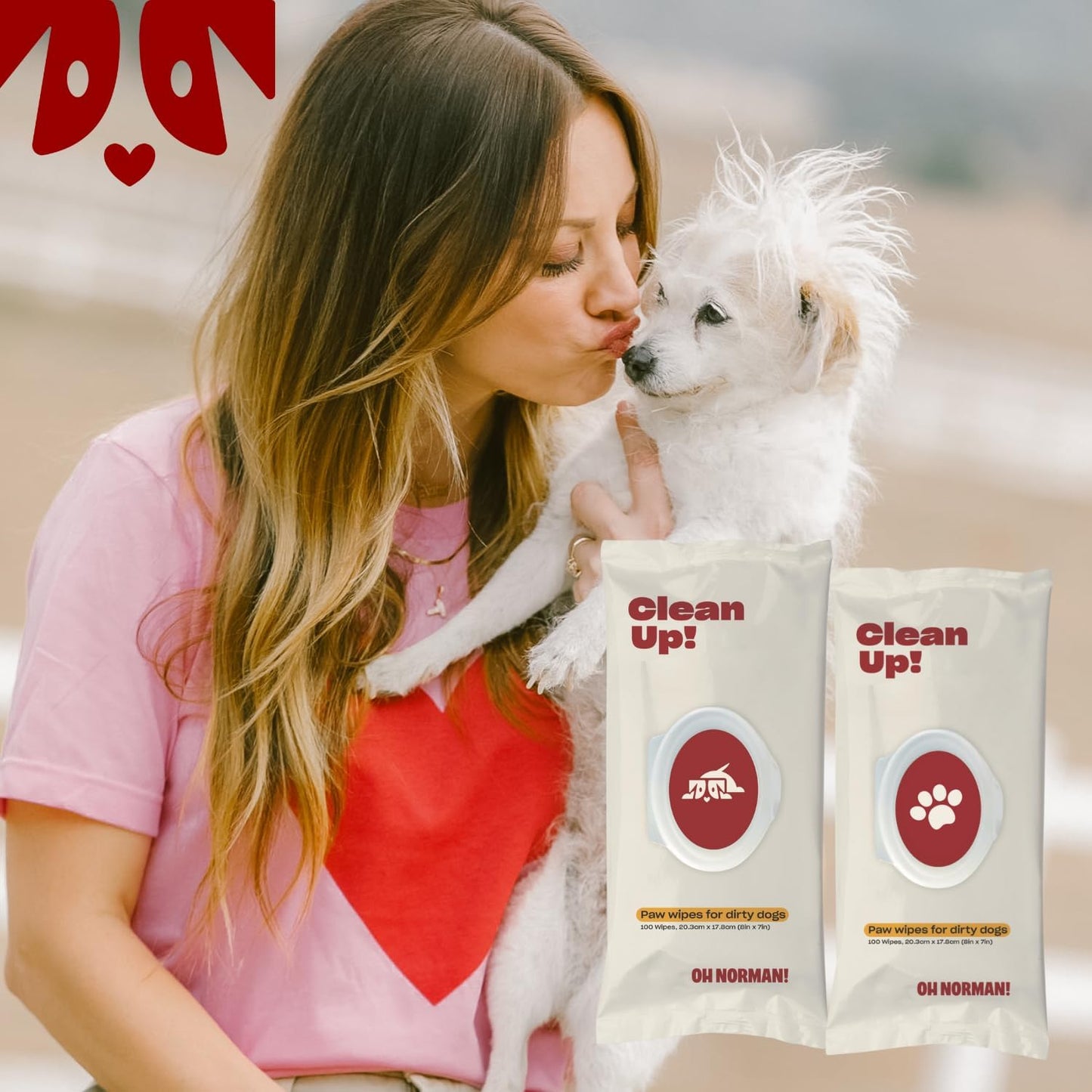 OH NORMAN! Clean Up Body Wipes for Dogs by Kaley Cuoco, Gentle Pet Grooming Wipes, Plant-Based and Unscented, 48 Count