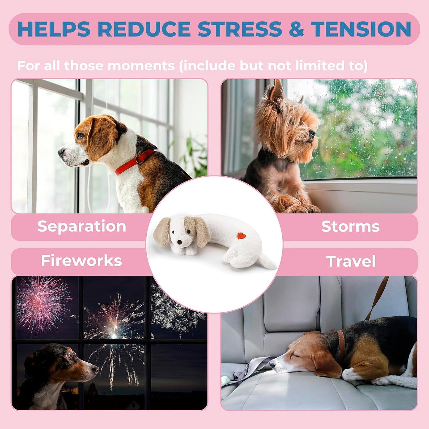 Heartbeat Puppy Toy for Dogs, Heartbeat Stuffed Animal for Anxiety Relief Calming Aid, Heartbeat Stuffed Toy for Behavioral Aid Crate Kennel Training, Puppy Essentials White