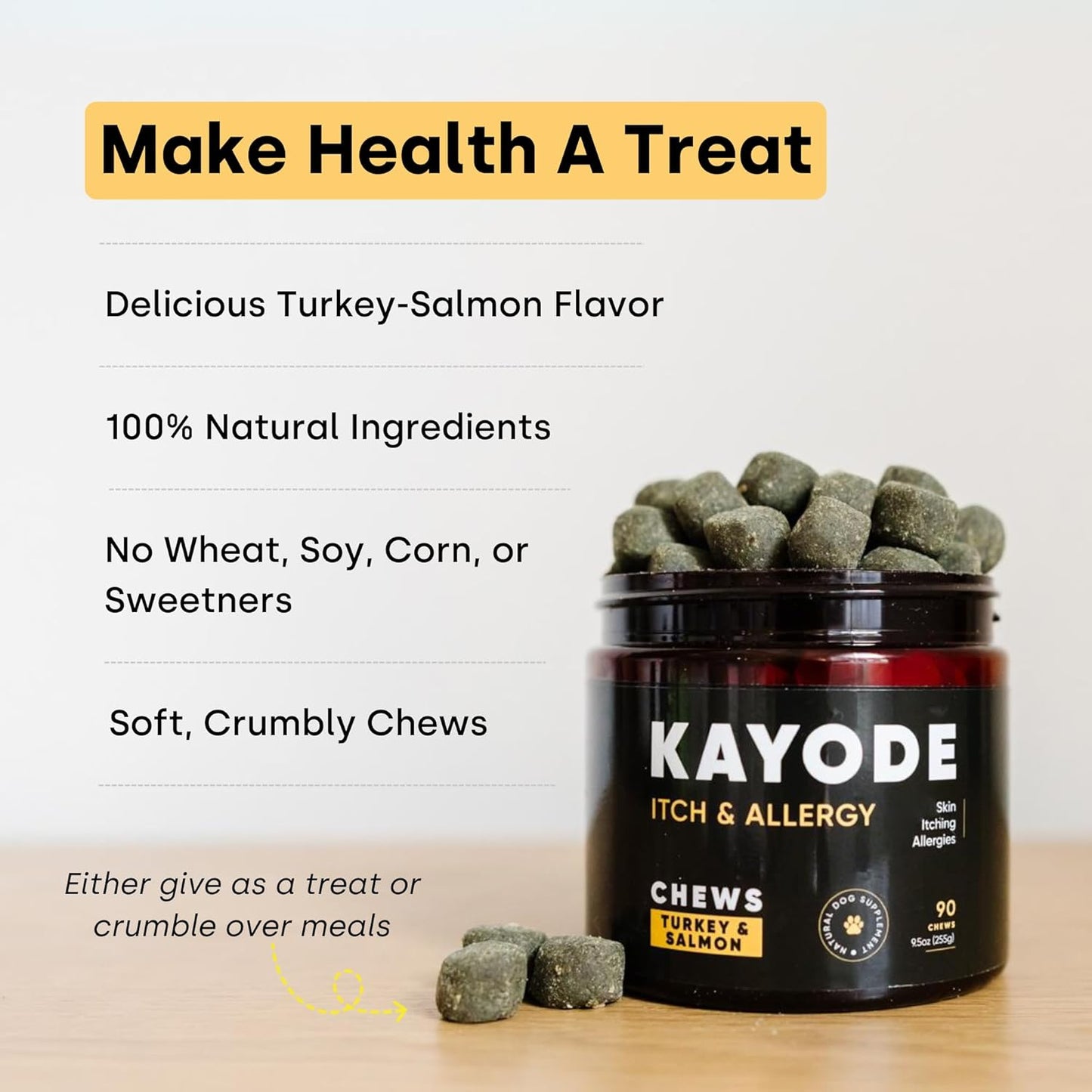 Kayode Itch & Allergy - Natural Dog Allergy Chews with Advanced Itch Relief. Premium Colostrum & Bee Pollen for Dog Allergies. Natural Alternative to Allergy Medicine